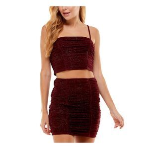 NWT CRYSTAL DOLLS Womens Burgundy Adjustable Straps Crop Top M